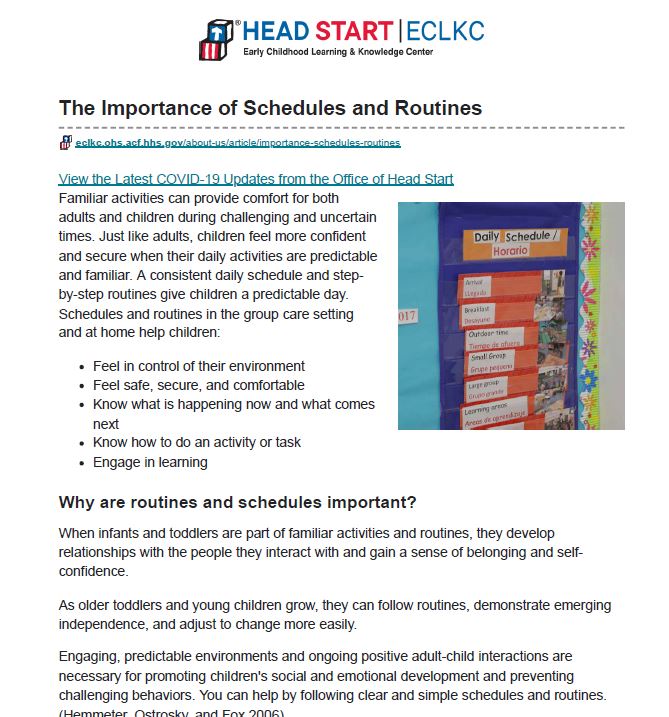 Why are Schedules And Routines Important in Early Childhood Education